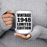 76th Birthday Vintage 1948 Limited Edition - 15oz Accent Mug Black