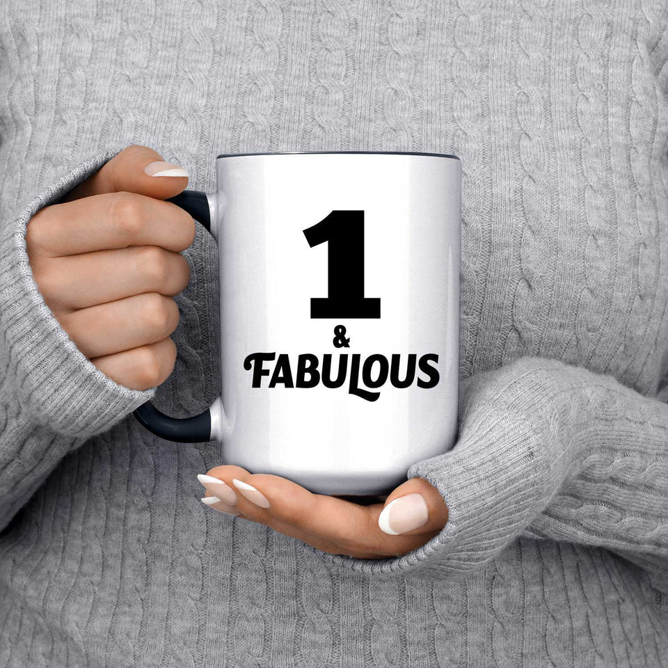 1st Birthday 1 & Fabulous - 15oz Accent Mug Black