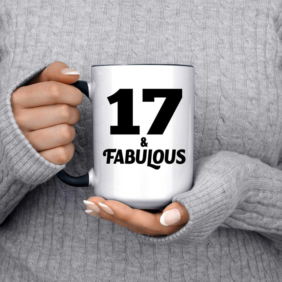 17th Birthday 17 & Fabulous - 15oz Accent Mug Black