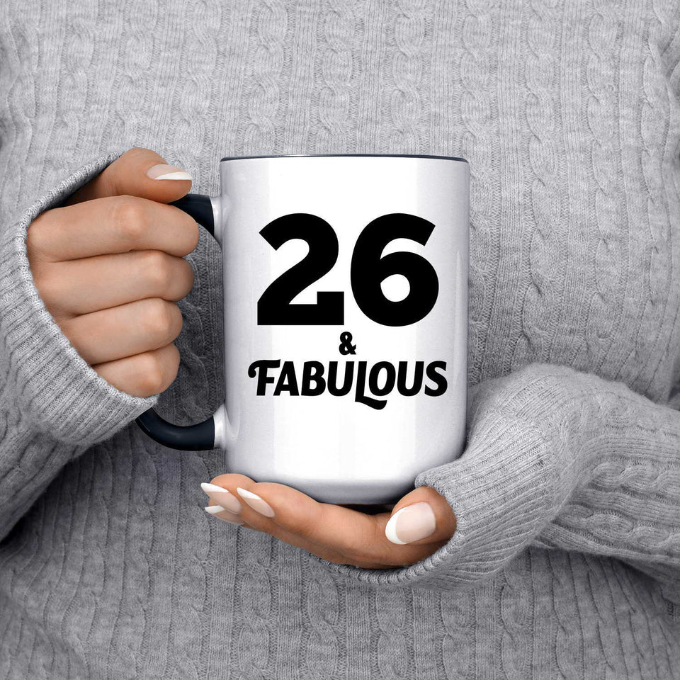 26th Birthday 26 & Fabulous - 15oz Accent Mug Black