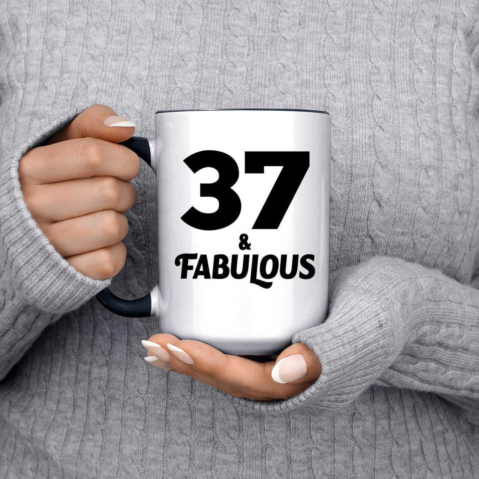 37th Birthday 37 & Fabulous - 15oz Accent Mug Black