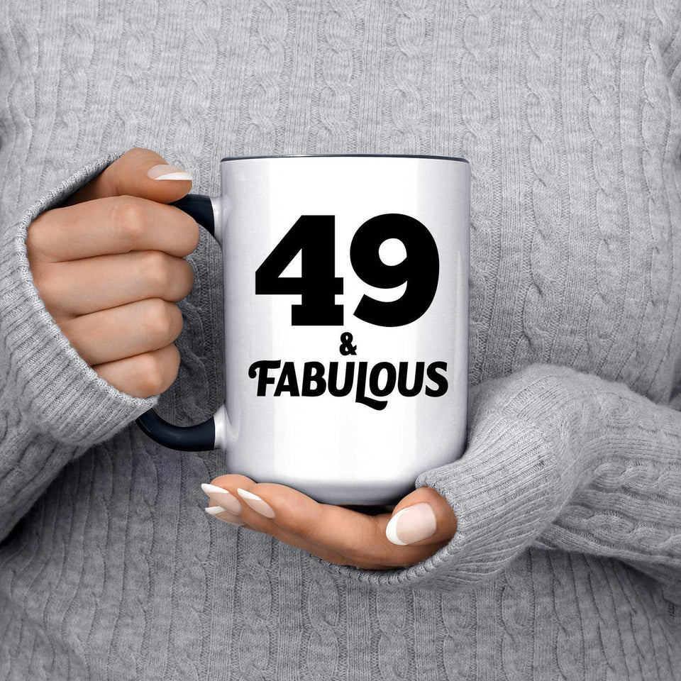 49th Birthday 49 & Fabulous - 15oz Accent Mug Black