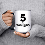 5th Birthday 5 & Fabulous - 15oz Accent Mug Black