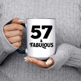 57th Birthday 57 & Fabulous - 15oz Accent Mug Black