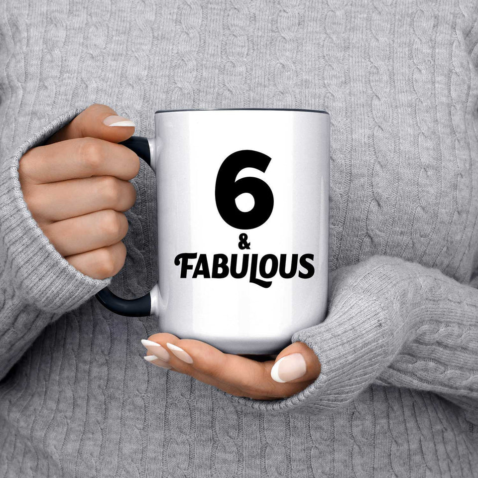 6th Birthday 6 & Fabulous - 15oz Accent Mug Black