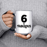 6th Birthday 6 & Fabulous - 15oz Accent Mug Black