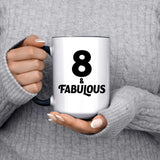 8th Birthday 8 & Fabulous - 15oz Accent Mug Black