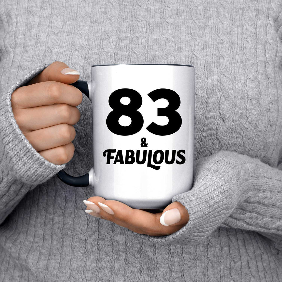 83rd Birthday 83 & Fabulous - 15oz Accent Mug Black