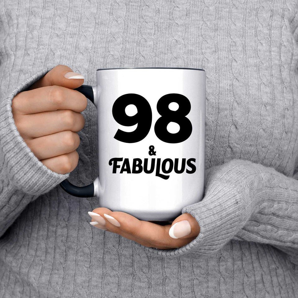 98th Birthday 98 & Fabulous - 15oz Accent Mug Black