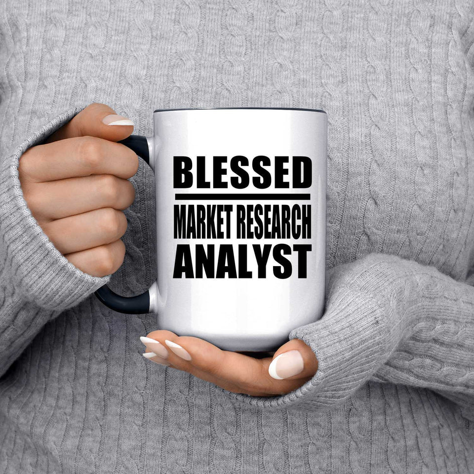 Blessed Market Research Analyst - 15oz Accent Mug Black