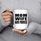 Mom Wife Air Force - 15oz Accent Mug Black
