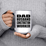 Dad Husband Construction Worker - 15oz Accent Mug Black