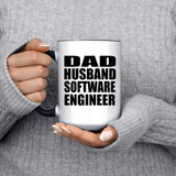 Dad Husband Software Engineer - 15oz Accent Mug Black