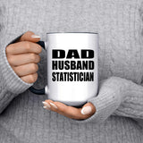 Dad Husband Statistician - 15oz Accent Mug Black