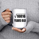 104th Birthday Square Root of 10816 Years Old - 15oz Accent Mug Black