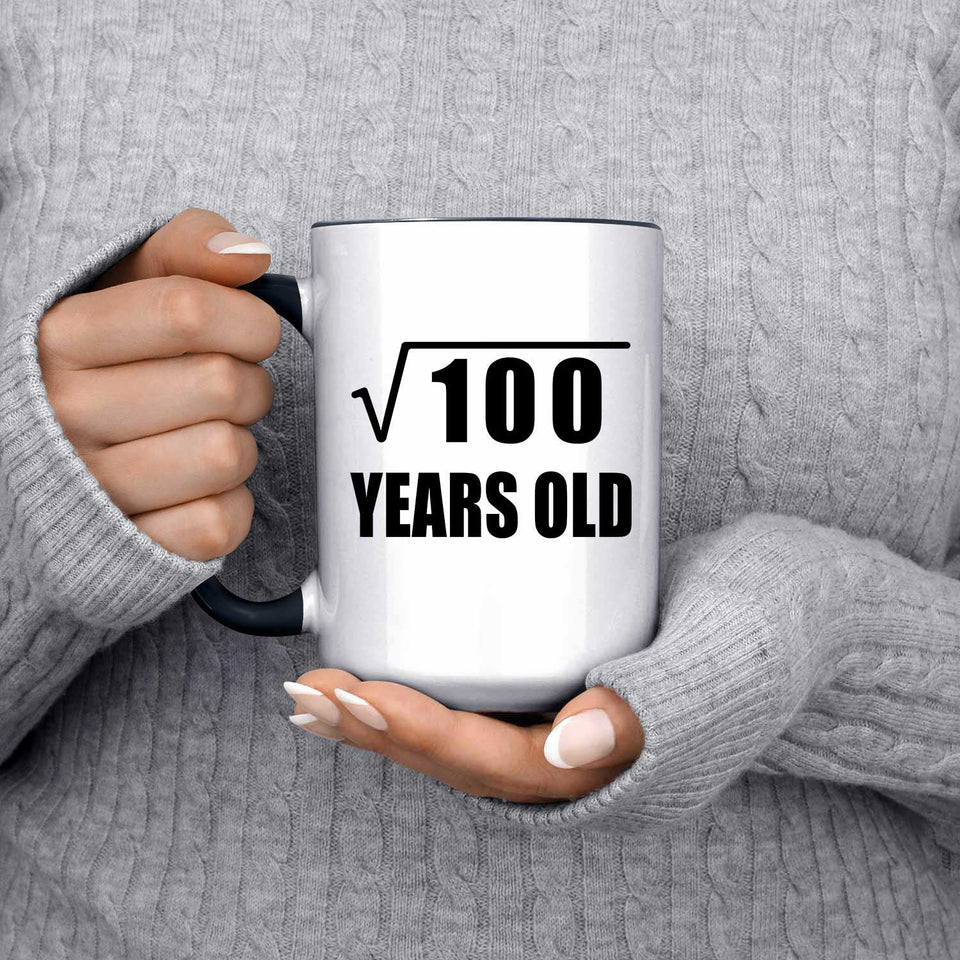 10th Birthday Square Root of 100 Years Old - 15oz Accent Mug Black