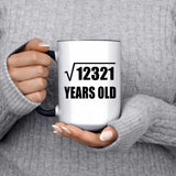 111th Birthday Square Root of 12321 Years Old - 15oz Accent Mug Black