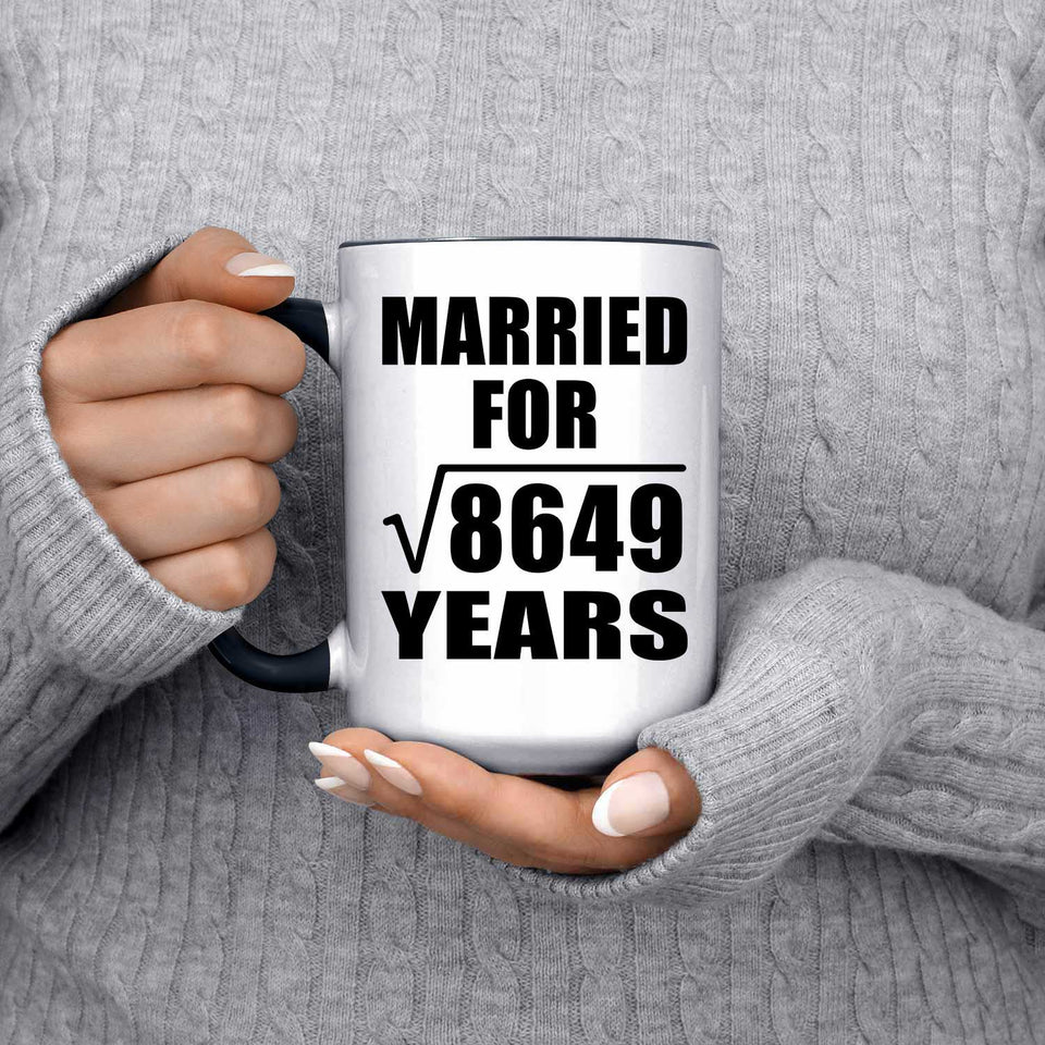 93rd Anniversary Married For Square Root of 8649 Years - 15oz Accent Mug Black