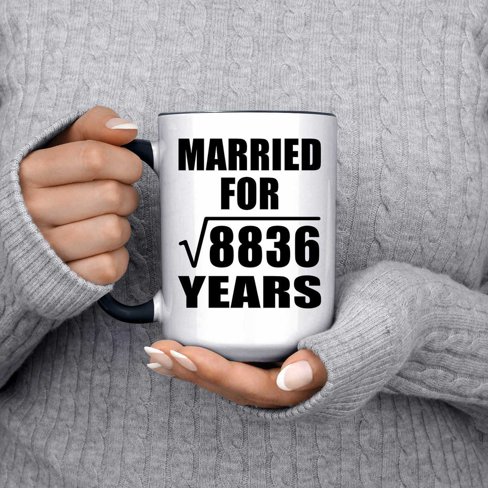 94th Anniversary Married For Square Root of 8836 Years - 15oz Accent Mug Black