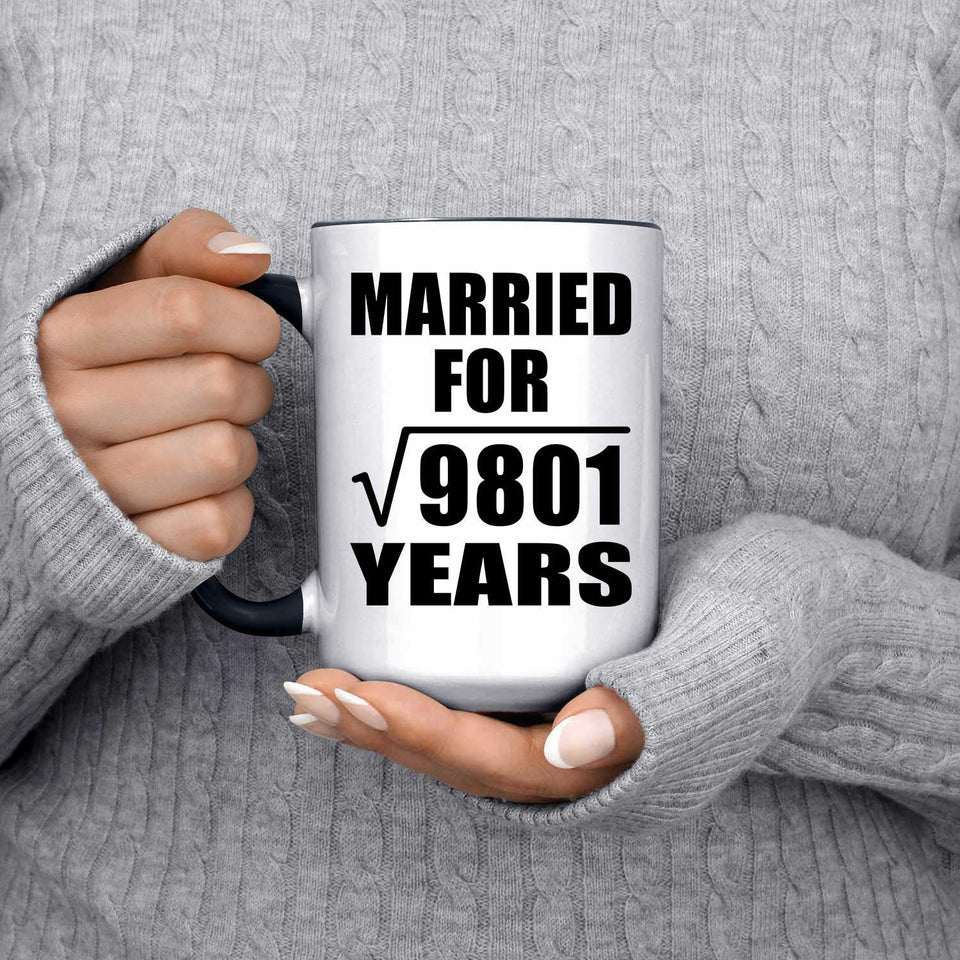 99th Anniversary Married For Square Root of 9801 Years - 15oz Accent Mug Black