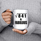 29th Birthday Square Root of 841 & Fabulous - 15oz Accent Mug Black