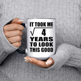 2nd Birthday Took Square Root of 4 Years To Look Good - 15oz Accent Mug Black