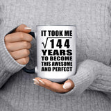 12th Birthday Took Square Root of 144 Years To Awesome - 15oz Accent Mug Black