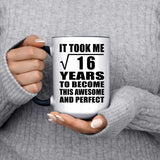 4th Birthday Took Square Root of 16 Years To Awesome - 15oz Accent Mug Black