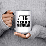 4th Anniversary Square Root of 16 Years Anniversary - 15oz Accent Mug Black
