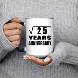 5th Anniversary Square Root of 25 Years Anniversary - 15oz Accent Mug Black