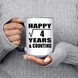 Happy 2nd Anniversary Square Root of 4 Years & Counting - 15oz Accent Mug Black