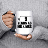 3rd Anniversary Square Root of 9 Years As Mr & Mrs - 15oz Accent Mug Black