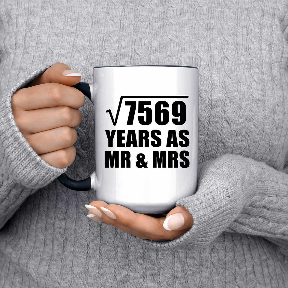 87th Anniversary Square Root of 7569 Years As Mr & Mrs - 15oz Accent Mug Black