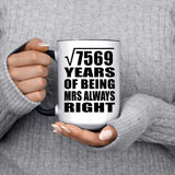 87th Anniversary Square Root of 7569 Years Mrs Always Right - 15oz Accent Mug Black