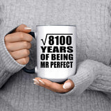 90th Anniversary Square Root of 8100 Years of Mr Perfect - 15oz Accent Mug Black