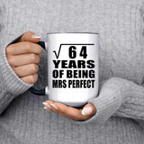 8th Anniversary Square Root of 64 Years of Mrs Perfect - 15oz Accent Mug Black