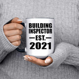 Building Inspector Established EST. 2021 - 15oz Accent Mug Black