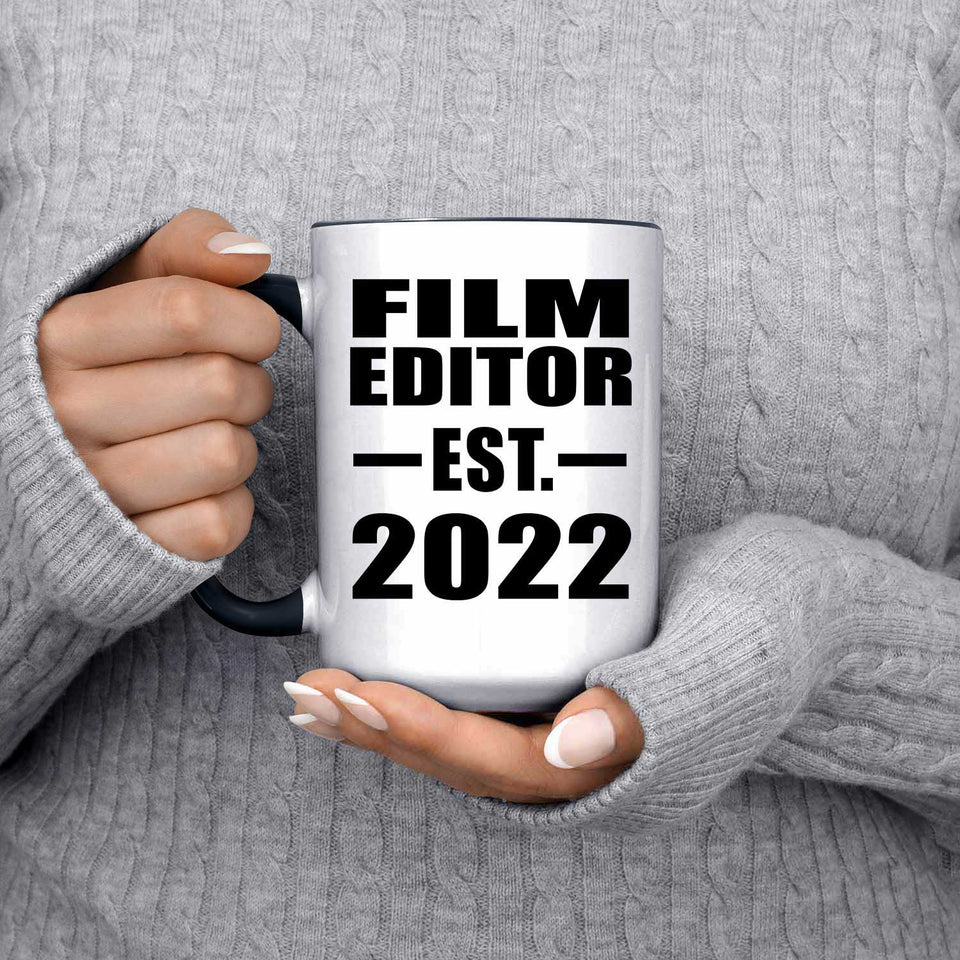 Film Editor Established EST. 2022 - 15oz Accent Mug Black