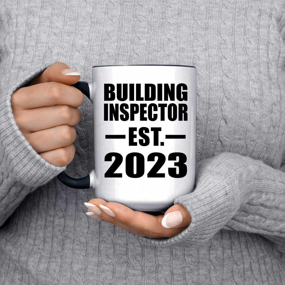 Building Inspector Established EST. 2023 - 15oz Accent Mug Black