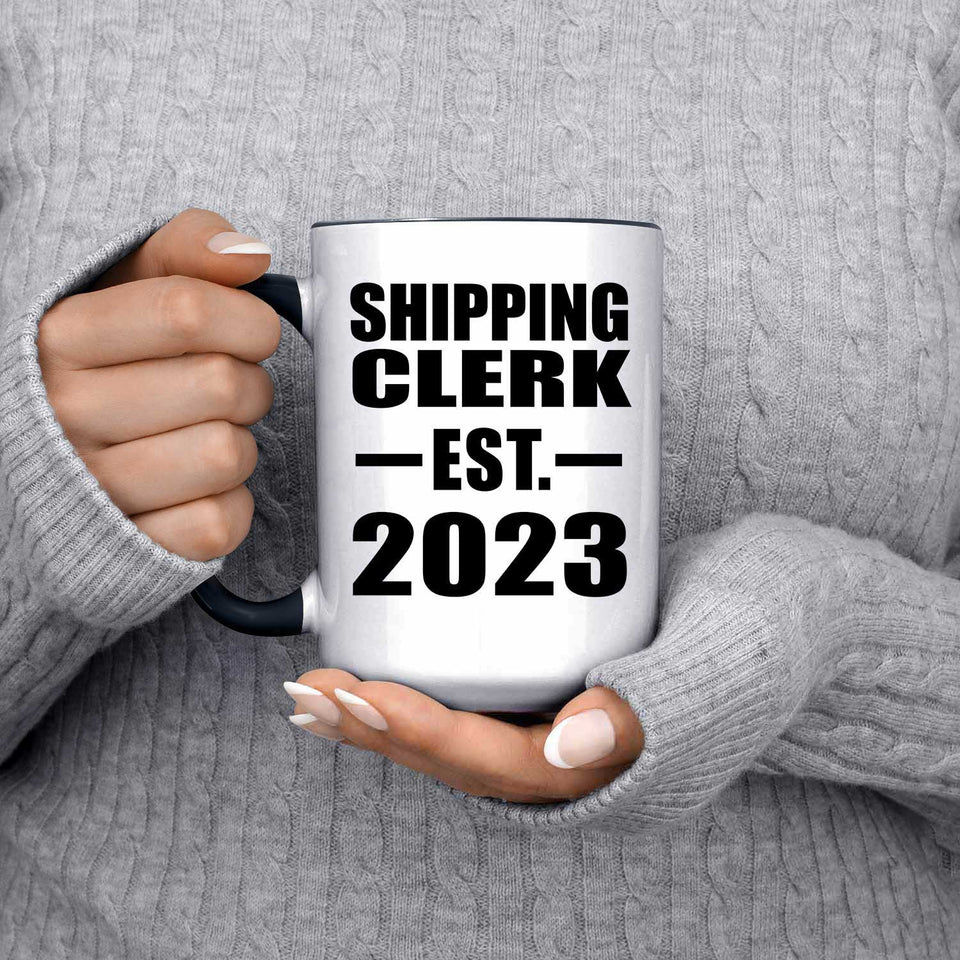 Shipping Clerk Established EST. 2023 - 15oz Accent Mug Black