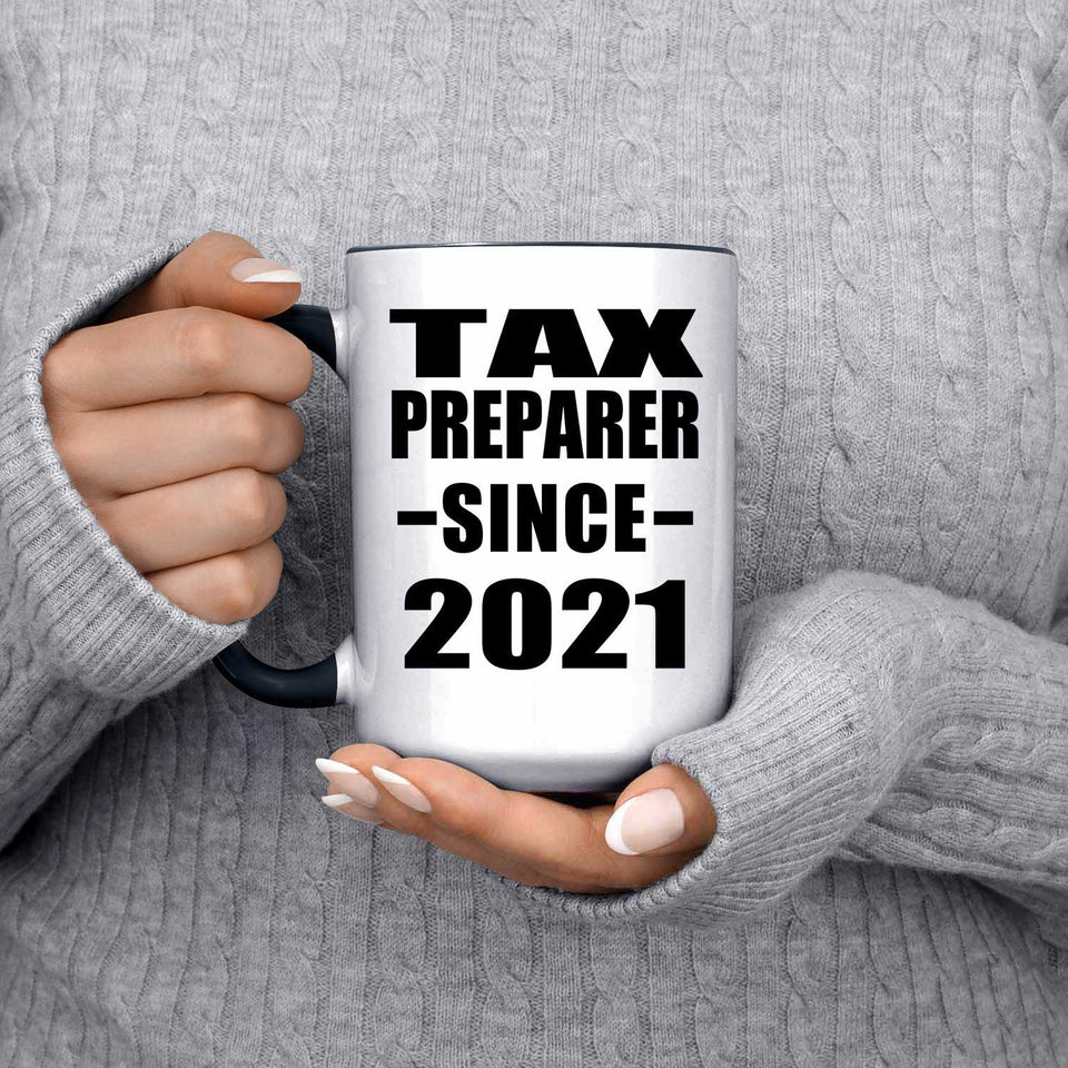 Tax Preparer Since 2021 - 15oz Accent Mug Black