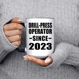 Drill-Press Operator Since 2023 - 15oz Accent Mug Black