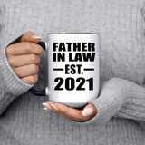Father In Law Established EST. 2021 - 15oz Accent Mug Black