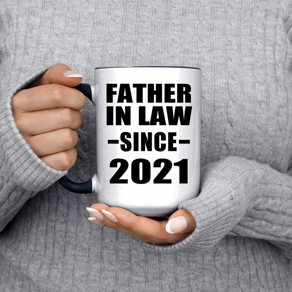 Father In Law Since 2021 - 15oz Accent Mug Black