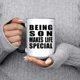 Being Son Makes Life Special - 15oz Accent Mug Black