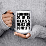 Collecting Sea Glass Makes Life Complete - 15oz Accent Mug Black