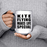 Kite Flying Makes Life Special - 15oz Accent Mug Black