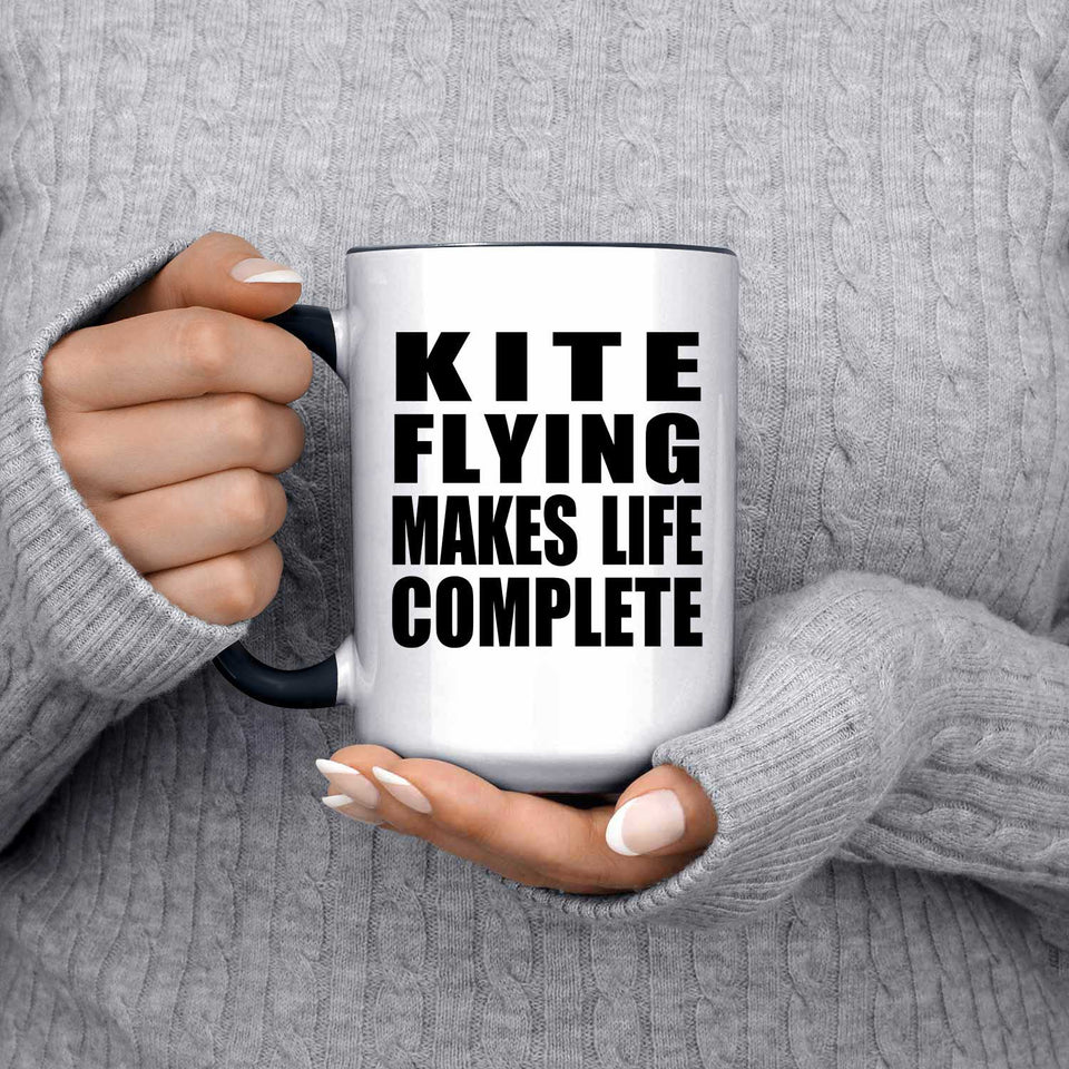 Kite Flying Makes Life Complete - 15oz Accent Mug Black