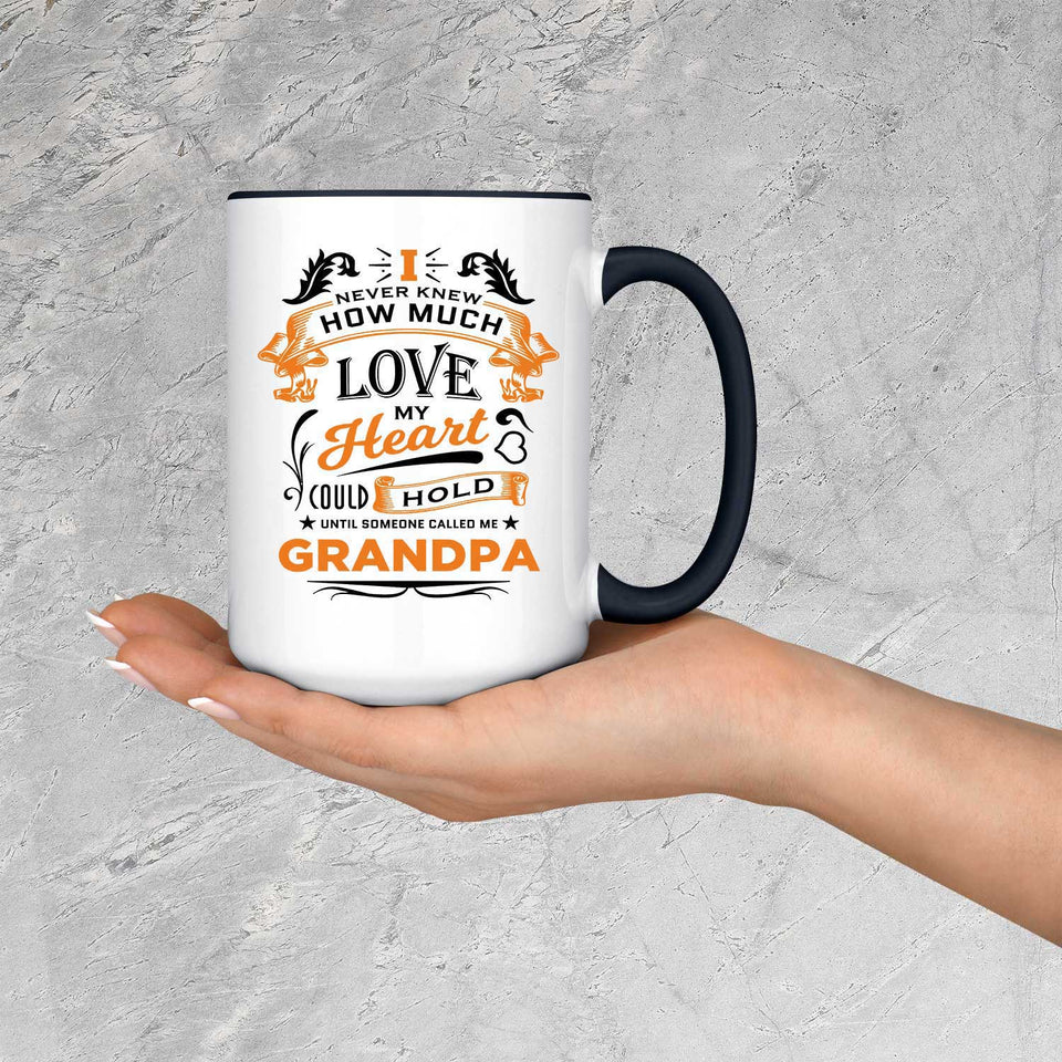How Much Love Could Hold Until Called Me Grandpa - 15oz Accent Mug Black