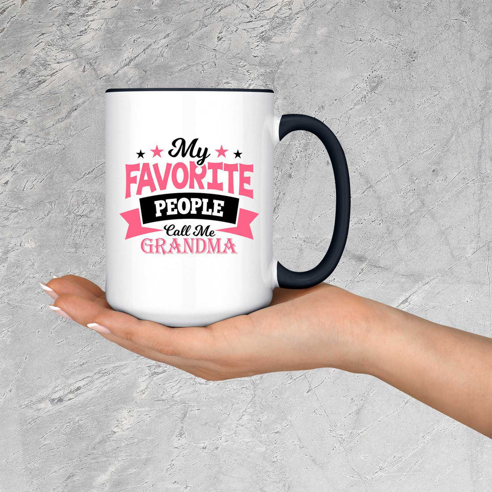 My Favorite People Call Me Grandma - 15oz Accent Mug Black
